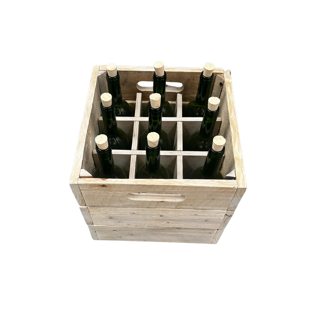 Rustic Pallet Wood Wine Crate - 9 Bottle