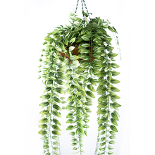 Load image into Gallery viewer, Plant Couture - Artificial Plants - Hanging Basket M with Mini Leaves Bush - Close Up
