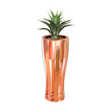 Load image into Gallery viewer, Plant Couture - Artificial Plant Pot - Metallic Ribbed Pot Round E/P
