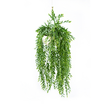 Load image into Gallery viewer, Plant Couture - Artificial Plant &amp; Pot Combo - Valli Hanging Pot with Hanging Grass Bush - Closeup
